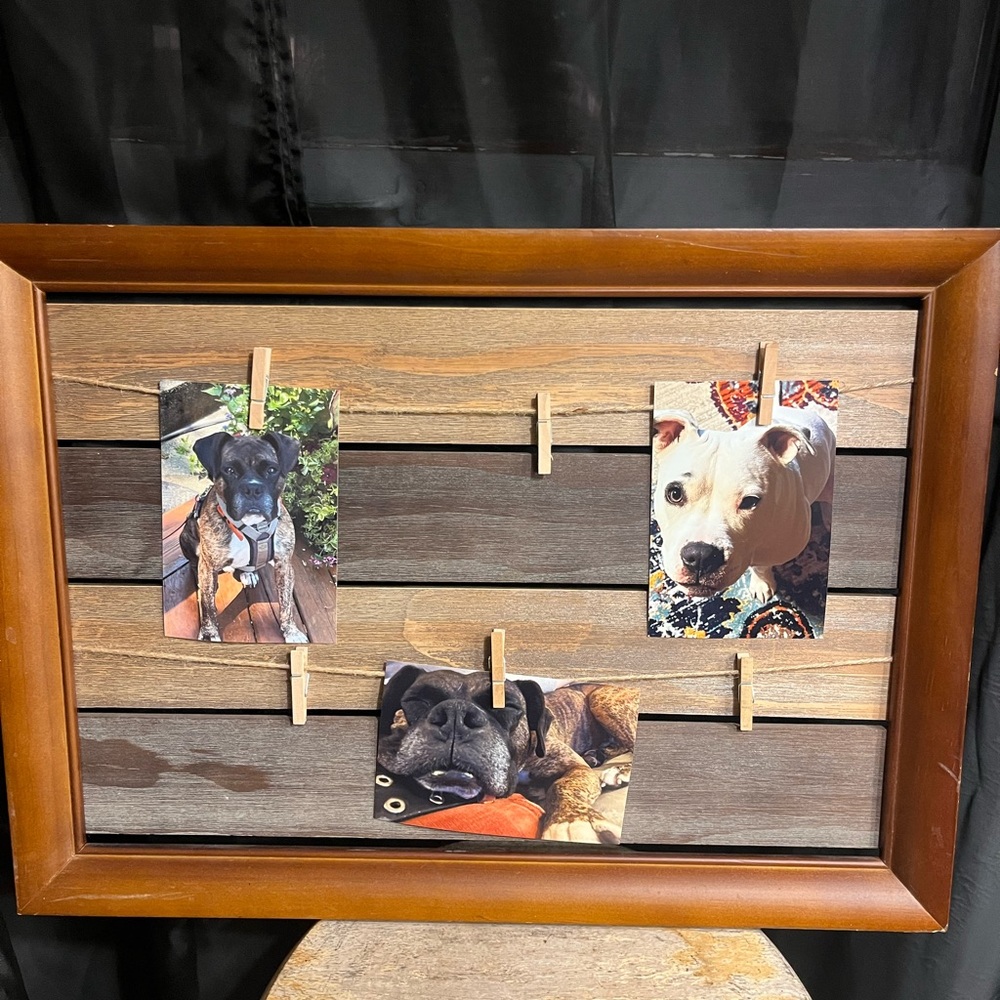 Rustic Wooden Photo Clip Frame in Warm Brown